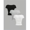 imageSOLY HUX Girls Short Sleeve T Shirts 3 Piece Basic Scoop Neck Tees Slim Fit Casual Summer TopsBlack Grey White