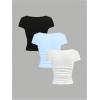 imageSOLY HUX Girls Short Sleeve T Shirts 3 Piece Basic Scoop Neck Tees Slim Fit Casual Summer TopsWhite Blue Black
