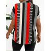 imageSOLY HUX Womens Plus Size Boho Short Sleeve Blouse V Neck Printed Casual Shirt TopsBlack Red Multi