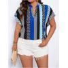 imageSOLY HUX Womens Plus Size Boho Short Sleeve Blouse V Neck Printed Casual Shirt TopsBlue Graphic