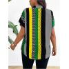 imageSOLY HUX Womens Plus Size Boho Short Sleeve Blouse V Neck Printed Casual Shirt TopsGreen Yellow Multi