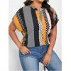 imageSOLY HUX Womens Plus Size Boho Short Sleeve Blouse V Neck Printed Casual Shirt TopsOrange Graphic