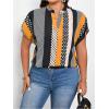 imageSOLY HUX Womens Plus Size Boho Short Sleeve Blouse V Neck Printed Casual Shirt TopsOrange Graphic