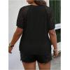 imageSOLY HUX Womens Plus Size Contrast Lace Short Sleeve Tee Round Neck Summer T Shirt TopsBlack Plain