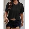 imageSOLY HUX Womens Plus Size Contrast Lace Short Sleeve Tee Round Neck Summer T Shirt TopsBlack Plain