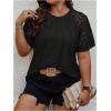 imageSOLY HUX Womens Plus Size Contrast Lace Short Sleeve Tee Round Neck Summer T Shirt TopsBlack Plain