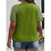imageSOLY HUX Womens Plus Size Contrast Lace Short Sleeve Tee Round Neck Summer T Shirt TopsGreen Plain