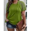 imageSOLY HUX Womens Plus Size Contrast Lace Short Sleeve Tee Round Neck Summer T Shirt TopsGreen Plain