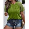 imageSOLY HUX Womens Plus Size Contrast Lace Short Sleeve Tee Round Neck Summer T Shirt TopsGreen Plain