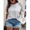 imageSOLY HUX Womens Plus Size Contrast Lace Short Sleeve Tee Round Neck Summer T Shirt TopsPlain Beige