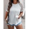 imageSOLY HUX Womens Plus Size Contrast Lace Short Sleeve Tee Round Neck Summer T Shirt TopsPlain Beige