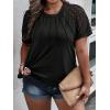 imageSOLY HUX Womens Plus Size Contrast Lace Short Sleeve Tee Round Neck Summer T Shirt TopsPlain Black