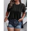imageSOLY HUX Womens Plus Size Contrast Lace Short Sleeve Tee Round Neck Summer T Shirt TopsPlain Black