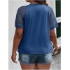 imageSOLY HUX Womens Plus Size Contrast Lace Short Sleeve Tee Round Neck Summer T Shirt TopsPlain Blue