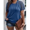 imageSOLY HUX Womens Plus Size Contrast Lace Short Sleeve Tee Round Neck Summer T Shirt TopsPlain Blue