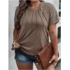 imageSOLY HUX Womens Plus Size Contrast Lace Short Sleeve Tee Round Neck Summer T Shirt TopsPlain Brown