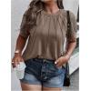 imageSOLY HUX Womens Plus Size Contrast Lace Short Sleeve Tee Round Neck Summer T Shirt TopsPlain Brown