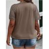 imageSOLY HUX Womens Plus Size Contrast Lace Short Sleeve Tee Round Neck Summer T Shirt TopsPlain Brown