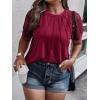 imageSOLY HUX Womens Plus Size Contrast Lace Short Sleeve Tee Round Neck Summer T Shirt TopsPlain Burgundy