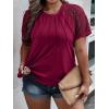 imageSOLY HUX Womens Plus Size Contrast Lace Short Sleeve Tee Round Neck Summer T Shirt TopsPlain Burgundy