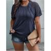 imageSOLY HUX Womens Plus Size Contrast Lace Short Sleeve Tee Round Neck Summer T Shirt TopsPlain Dark Blue