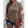 imageSOLY HUX Womens Plus Size Contrast Lace Short Sleeve Tee Round Neck Summer T Shirt TopsPlain Dark Brown