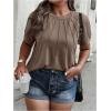 imageSOLY HUX Womens Plus Size Contrast Lace Short Sleeve Tee Round Neck Summer T Shirt TopsPlain Dark Brown