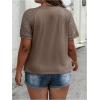 imageSOLY HUX Womens Plus Size Contrast Lace Short Sleeve Tee Round Neck Summer T Shirt TopsPlain Dark Brown