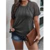 imageSOLY HUX Womens Plus Size Contrast Lace Short Sleeve Tee Round Neck Summer T Shirt TopsPlain Dark Grey