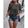 imageSOLY HUX Womens Plus Size Contrast Lace Short Sleeve Tee Round Neck Summer T Shirt TopsPlain Dark Grey