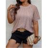 imageSOLY HUX Womens Plus Size Contrast Lace Short Sleeve Tee Round Neck Summer T Shirt TopsPlain Dusty Pink