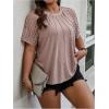 imageSOLY HUX Womens Plus Size Contrast Lace Short Sleeve Tee Round Neck Summer T Shirt TopsPlain Dusty Pink