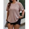 imageSOLY HUX Womens Plus Size Contrast Lace Short Sleeve Tee Round Neck Summer T Shirt TopsPlain Dusty Pink