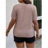 imageSOLY HUX Womens Plus Size Contrast Lace Short Sleeve Tee Round Neck Summer T Shirt TopsPlain Dusty Pink