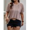imageSOLY HUX Womens Plus Size Contrast Lace Short Sleeve Tee Round Neck Summer T Shirt TopsPlain Dusty Pink