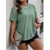 imageSOLY HUX Womens Plus Size Contrast Lace Short Sleeve Tee Round Neck Summer T Shirt TopsPlain Green