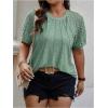 imageSOLY HUX Womens Plus Size Contrast Lace Short Sleeve Tee Round Neck Summer T Shirt TopsPlain Green