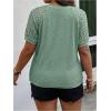 imageSOLY HUX Womens Plus Size Contrast Lace Short Sleeve Tee Round Neck Summer T Shirt TopsPlain Green