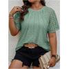 imageSOLY HUX Womens Plus Size Contrast Lace Short Sleeve Tee Round Neck Summer T Shirt TopsPlain Green
