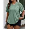 imageSOLY HUX Womens Plus Size Contrast Lace Short Sleeve Tee Round Neck Summer T Shirt TopsPlain Green