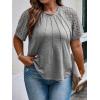 imageSOLY HUX Womens Plus Size Contrast Lace Short Sleeve Tee Round Neck Summer T Shirt TopsPlain Grey