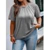 imageSOLY HUX Womens Plus Size Contrast Lace Short Sleeve Tee Round Neck Summer T Shirt TopsPlain Grey