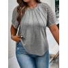 imageSOLY HUX Womens Plus Size Contrast Lace Short Sleeve Tee Round Neck Summer T Shirt TopsPlain Grey