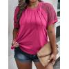 imageSOLY HUX Womens Plus Size Contrast Lace Short Sleeve Tee Round Neck Summer T Shirt TopsPlain Hotpink