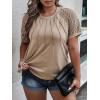 imageSOLY HUX Womens Plus Size Contrast Lace Short Sleeve Tee Round Neck Summer T Shirt TopsPlain Khaki