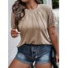 imageSOLY HUX Womens Plus Size Contrast Lace Short Sleeve Tee Round Neck Summer T Shirt TopsPlain Khaki