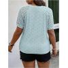 imageSOLY HUX Womens Plus Size Contrast Lace Short Sleeve Tee Round Neck Summer T Shirt TopsPlain Light Blue