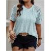 imageSOLY HUX Womens Plus Size Contrast Lace Short Sleeve Tee Round Neck Summer T Shirt TopsPlain Light Blue