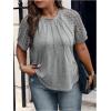 imageSOLY HUX Womens Plus Size Contrast Lace Short Sleeve Tee Round Neck Summer T Shirt TopsPlain Light Grey