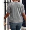 imageSOLY HUX Womens Plus Size Contrast Lace Short Sleeve Tee Round Neck Summer T Shirt TopsPlain Light Grey